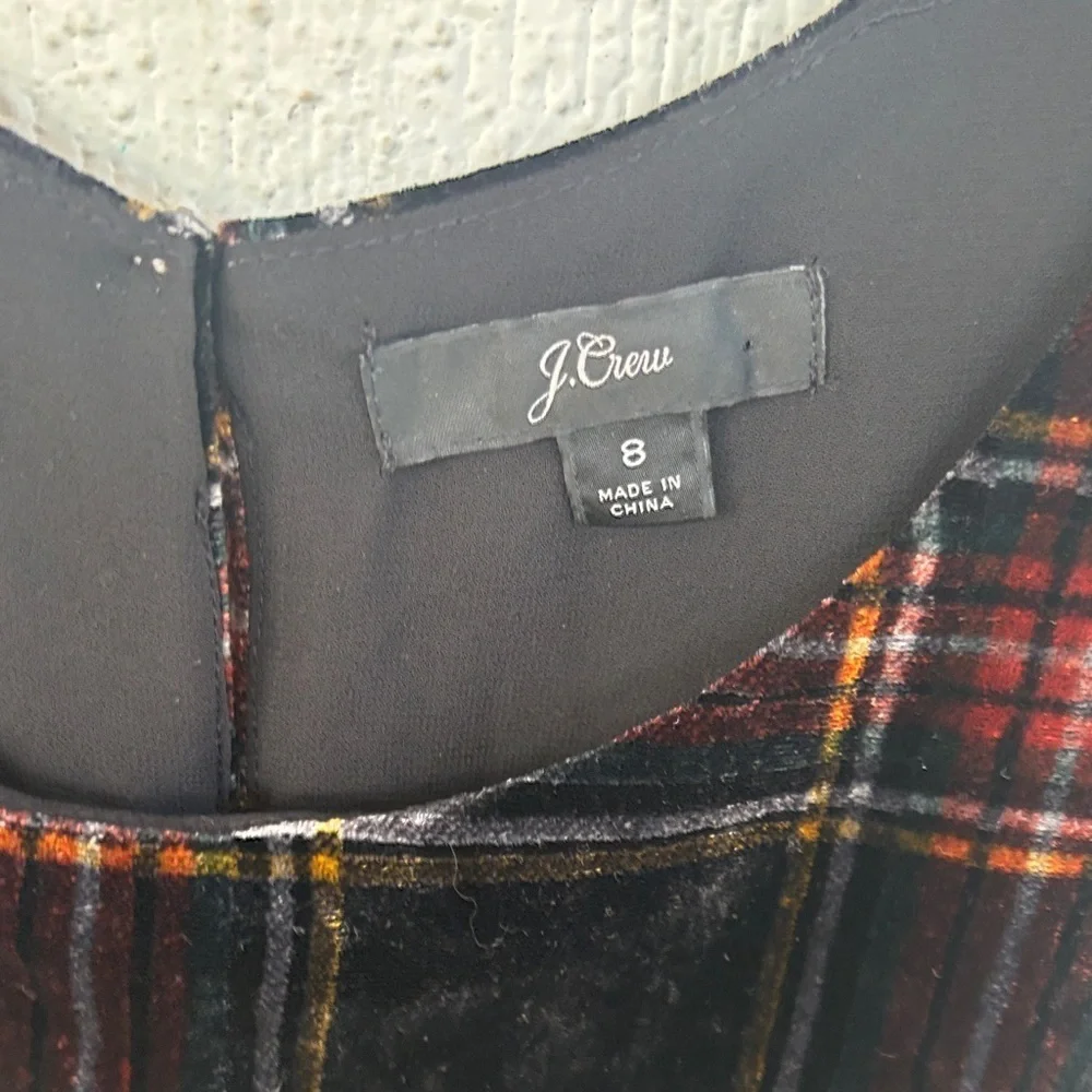 J. Crew Plaid Crushed Velvet Holiday Tank Top sz 8